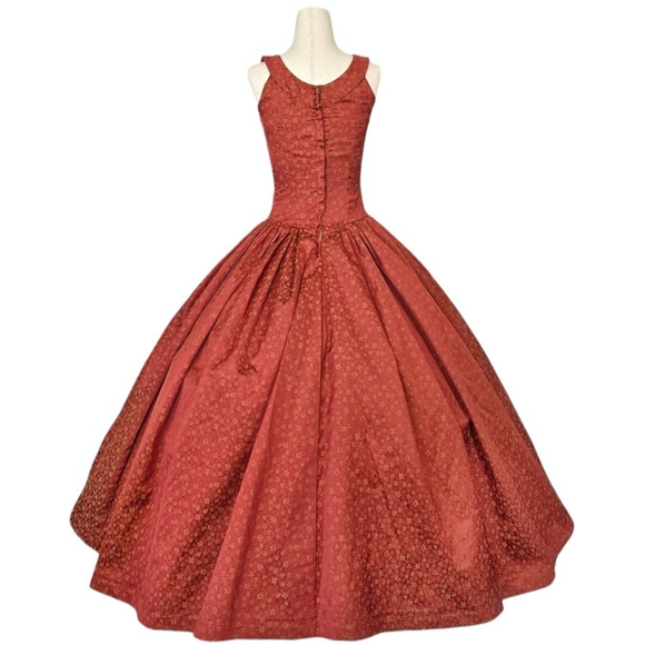 Vintage Renaissance Dress Princess Ballgown Royal Medieval Rust XXS XS Juniors - Picture 8 of 12